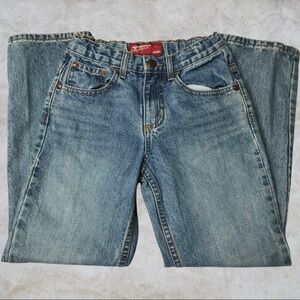 Arizona Jeans Boys Straight Leg Medium Wash Jeans Adjustable Waist Size 10